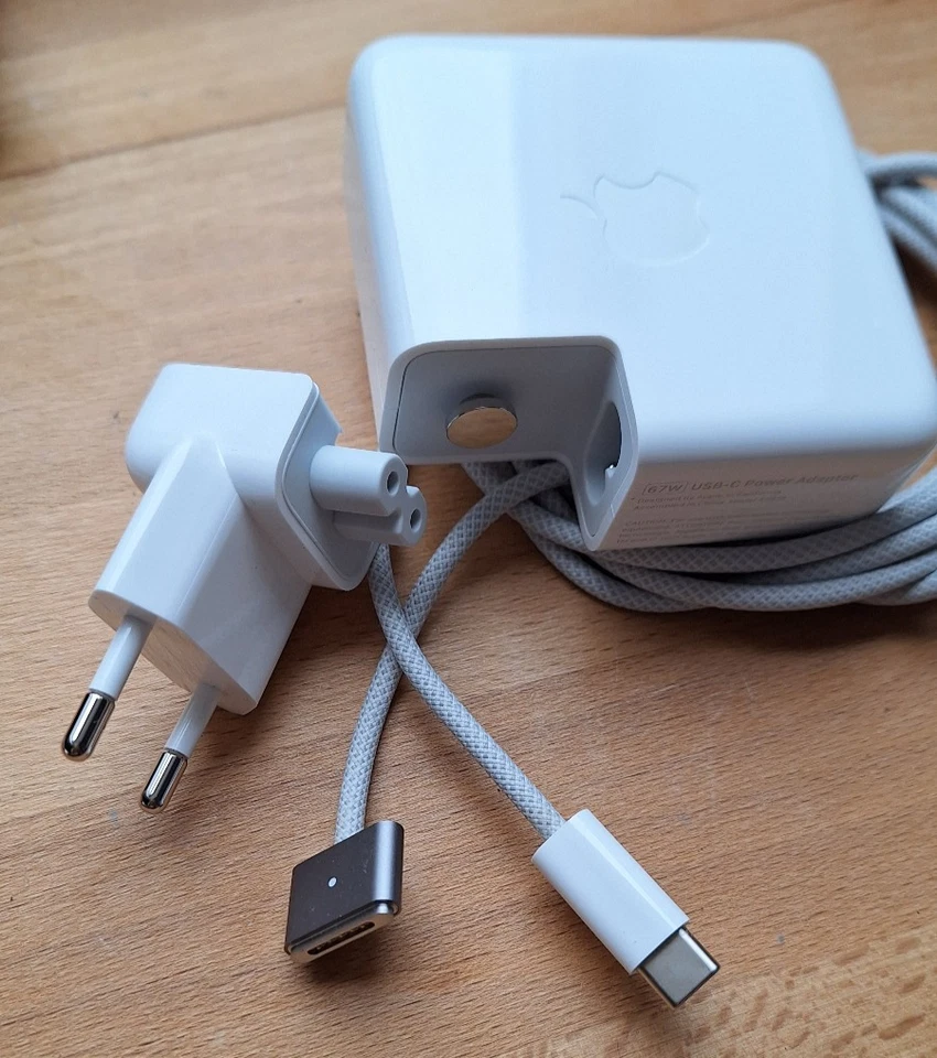 Apple 67W USB-C Power Adapter + MagSafe 3 Kabel hellgrau Original Netzteil