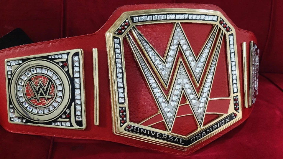 Universal Champion Tite belt, Heavyweight Red Championship belt, Leather Strap - Image 3 of 4