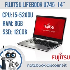 Notebook FUJITSU LIFEBOOK  U745  14"  Cpu i5-5200u Ram 8gb SSD 120gb Win11 Pro