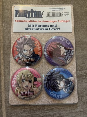 Fairy Tail 4 Buttons Pin Anime Manga Neu
