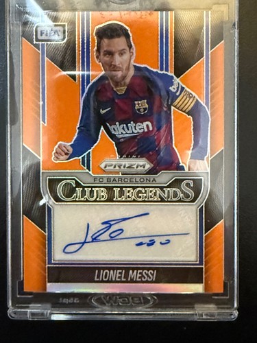 2025-26 Panini Prizm Fifa Club Legends Lionel Messi Auto Orange Barcelona / 99
