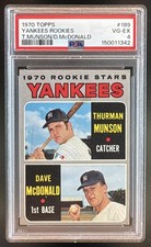 1970 Topps Yankees Rookie Stars Thurman Munson Dave McDonald #189 RC PSA 4