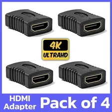 4 Pack HDMI Female to Female Coupler Extender Adapter Cable Connector 4k PC TV