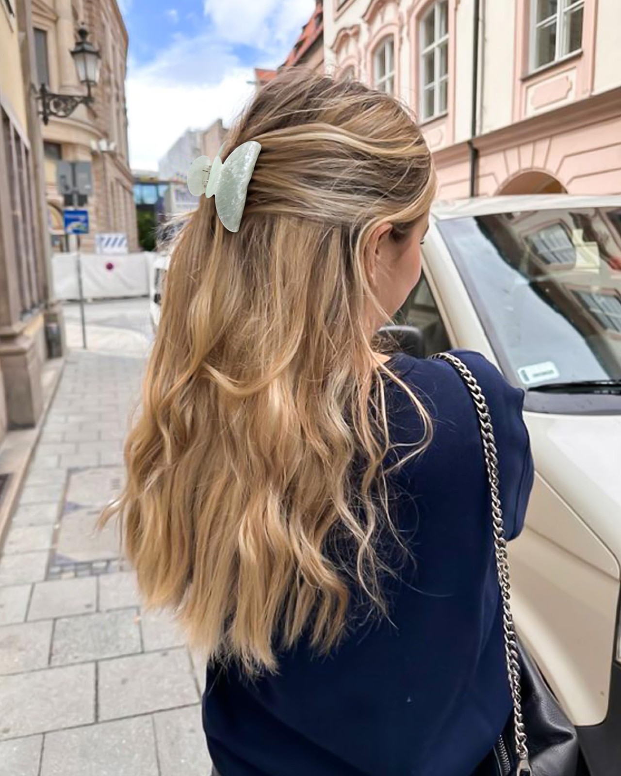 Hair Clip, 4Pcs Acrylic Large Hair Clips in White, Blue, Emerald, Green - Str...