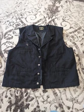 Wyoming Traders Bronco Canvas Vest XL Black Western Cowboy Old West Very Good
