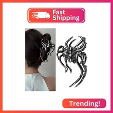 Halloween Spider Hair Claw Clips - Metal Black Alloy Nonslip Terror Strong Hold