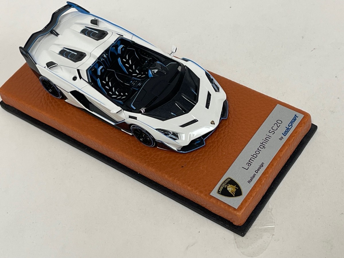 1/43 Looksmart Lamborghini SC20 Shiny White on Custom leather Base