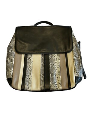 S Fossil Claire Patchwork Leather Backpack SHB2305186 Black Python Snake Fossil Claire Patchwork Leather Backpack SHB2305186 Black  main image 2