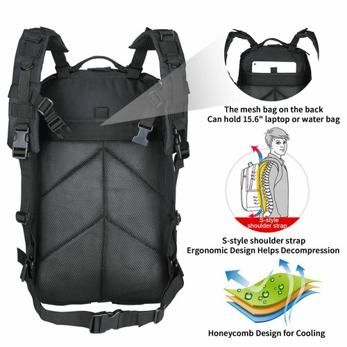 40L Outdoor Military Tactical Bag Camping Hiking Trekking Backpack Camo Rucksack - Picture 4 of 11