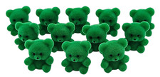 Darice Craft Miniature 1" Flocked Teddy Bears Green Lot of 12