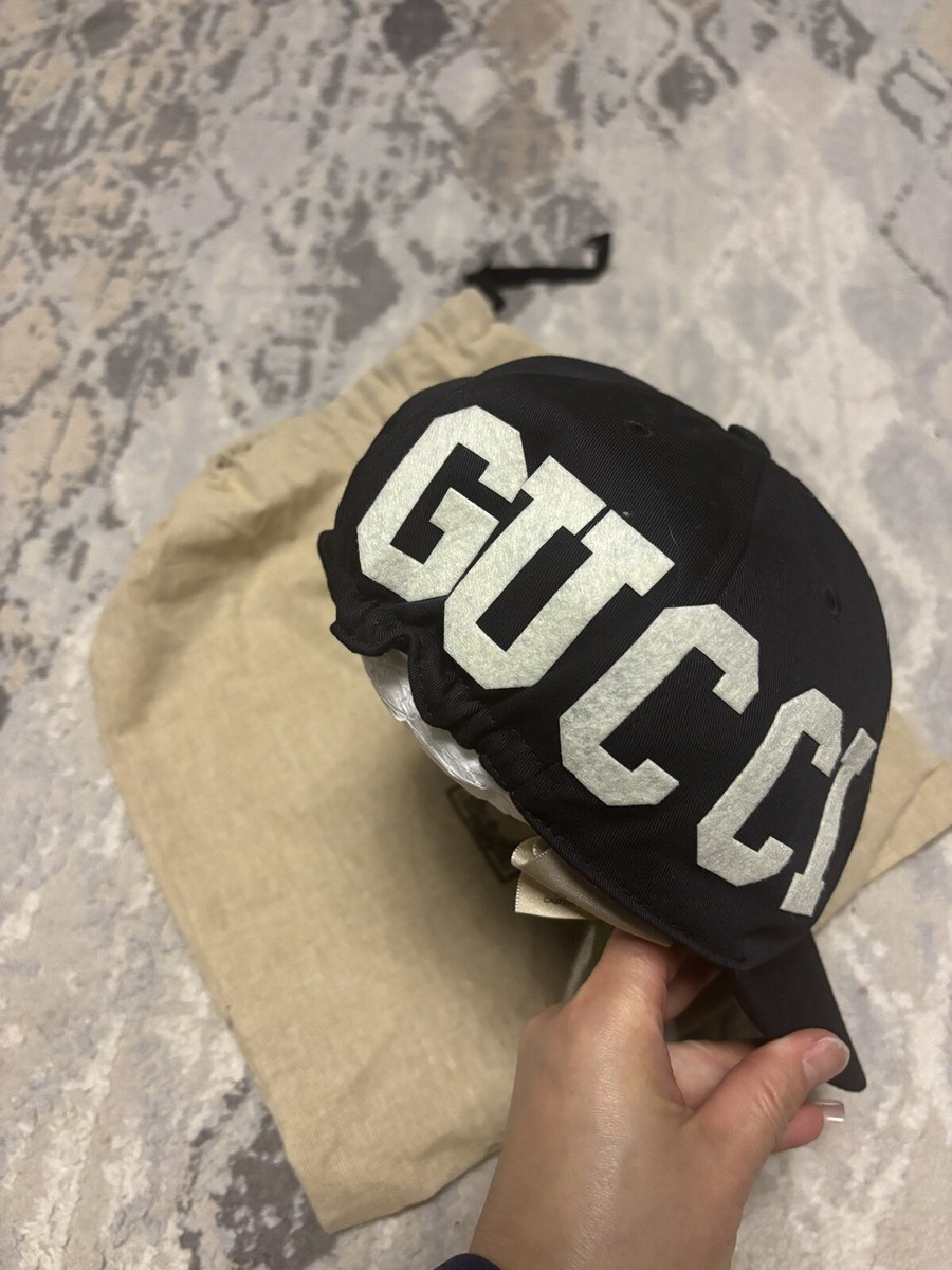 New Authentic Gucci Logo Black White Baseball Hat Size L | eBay display picture 1