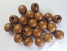 Lot of 20 Natural Wood Round Macrame Wooden Craft Plant Hanger Beads 1-1/4" 32mm
