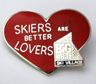 Big White Ski Village Pin  _  Canada Skiers are Better Lovers Red Heart
