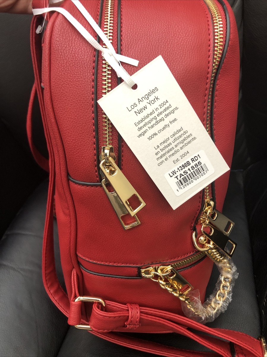 NWT ALYSSA Backpack Faux Leather Bag Red Vegan ALYSSA Backpack Red Synthetic Leather Bag Purse | eBay main image 3