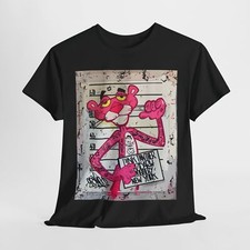 CAMISETA ROSA PANTERA DIVERTIDA GRÁFICA Unisex Camiseta Algodón Pesado