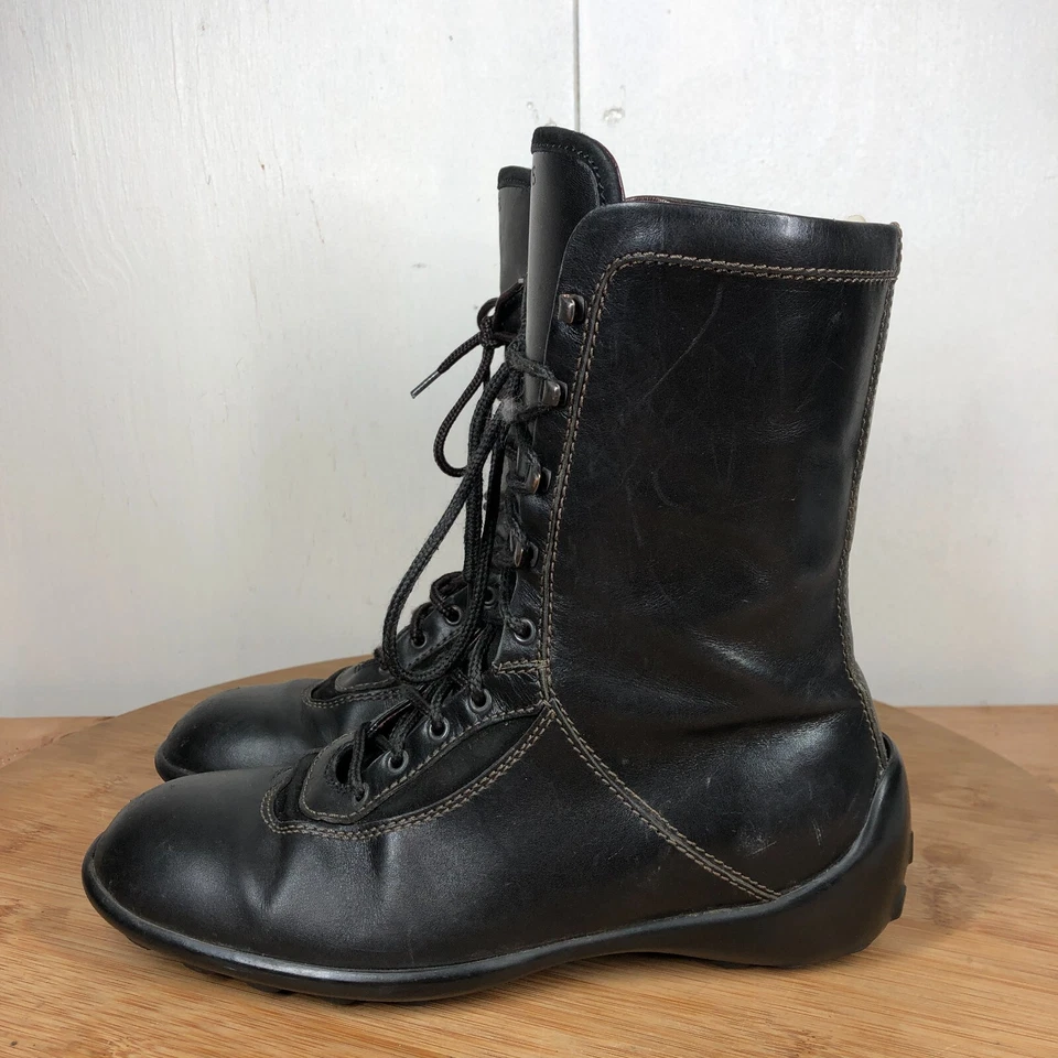 Tods Botas 35.5 Mujer 5.5 Cuero Negro Zapatos con Cordones Media Pantorrilla Informales Clásicos Foto 2 de 4