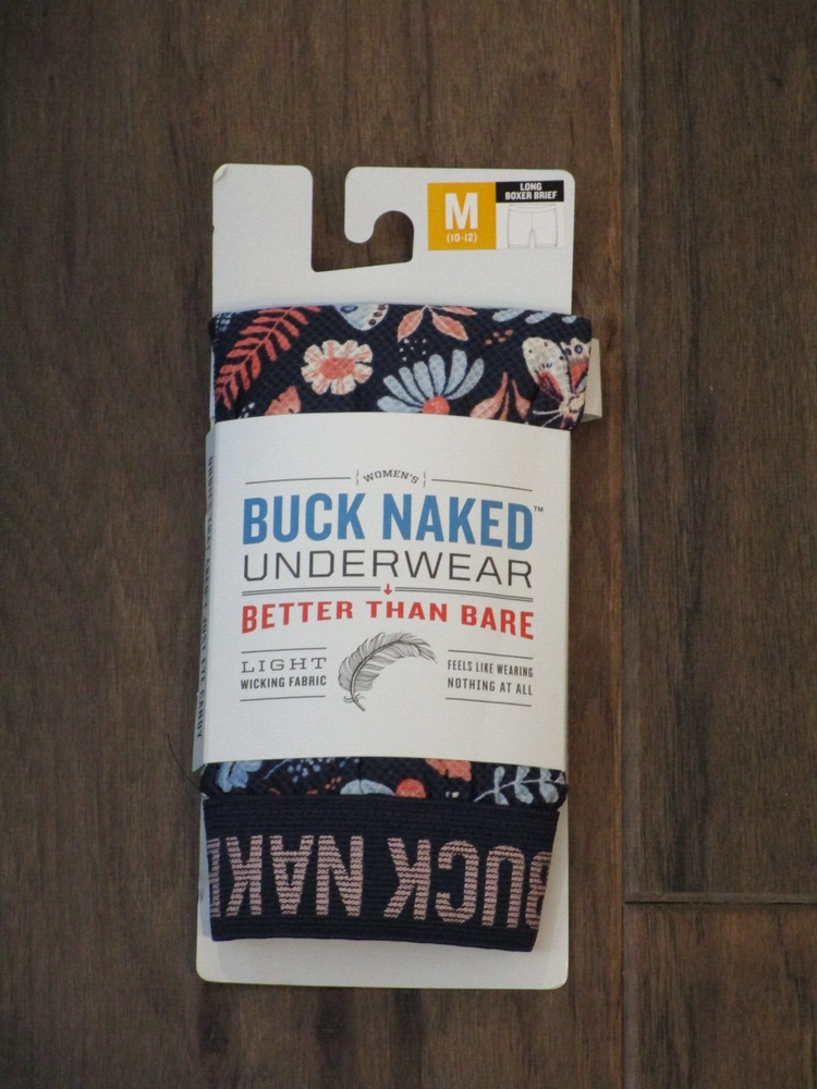 DULUTH WOMEN'S BUCK NAKED LONG BOXER BRIEF PANTIES IN NAVY BUTTERFLY SIZE MEDIUM