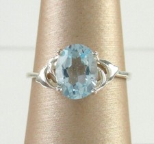.925 Sterling Silver Blue Topaz Ring Vintage Style Oval Center size 6