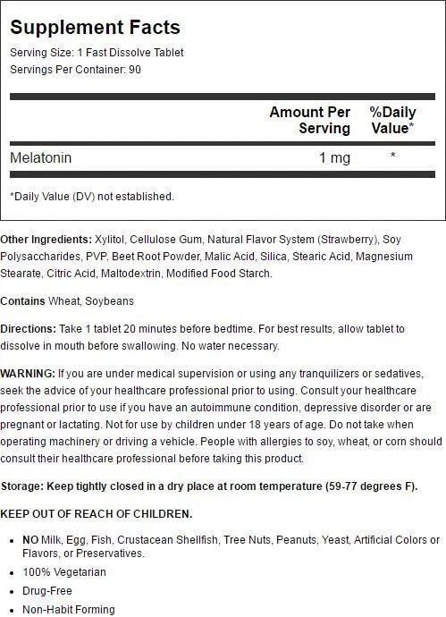 Natrol Melatonina Fast Dissolve Sleep Fresa 1 mg - 90 Comprimidos Foto 2 de 2