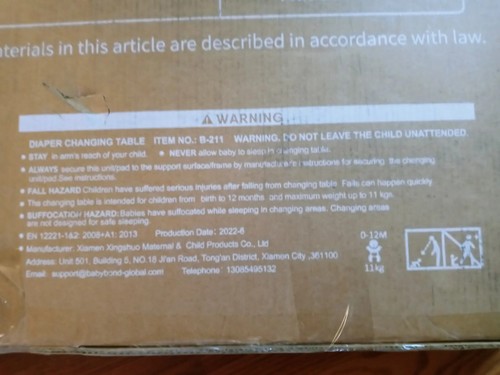 BabyBond diaper changing table Model B-211 - Picture 7 of 12