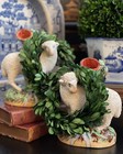 Fine Scarce XL 19C English Staffordshire Mantle Lamb Sheep Spill Vase Pair 7.4” — photo 6