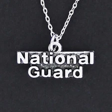 NATIONAL GUARD Necklace - Pewter Charm on Chain USA Military Letters Word NEW