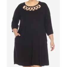 White Mark Women’s Swing Dress with Pockets Black NWT