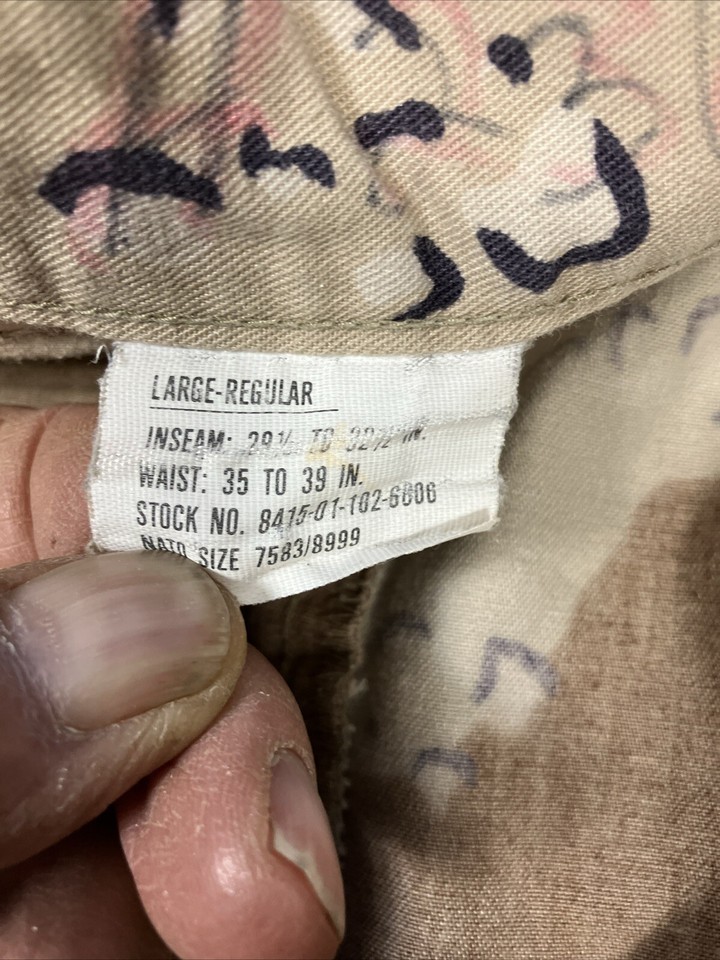 US Army 6 Color Desert Chocolate Chip Camo Trousers Pants Large Regular
