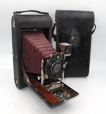  VINTAGE RARE NO. 3-A FOLDING POCKET KODAK w/ RED BELLOWS, ZEISS LENS  CASE.
