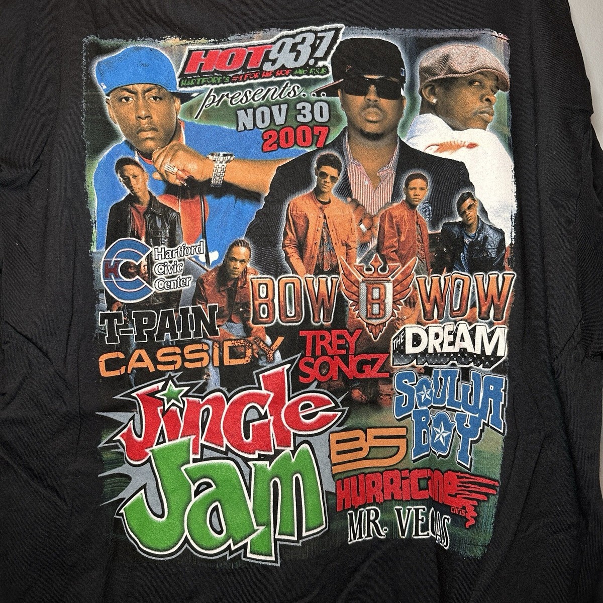 Rare Vintage Rap Tee 2007 Hot 93.7 Jingle Jam Bow Wow Soulja Boy