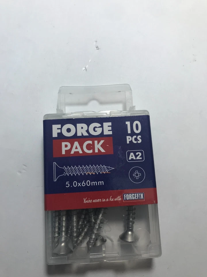Forgefix 5.0 x 60mm Multi Purpose Screws - A2 Stainless Steel 10psc (N44)