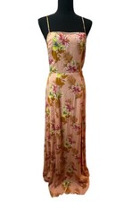 Forever 21 Peach Multi Crinkled Floral Lace-Up Maxi Dress Size Medium NWT
