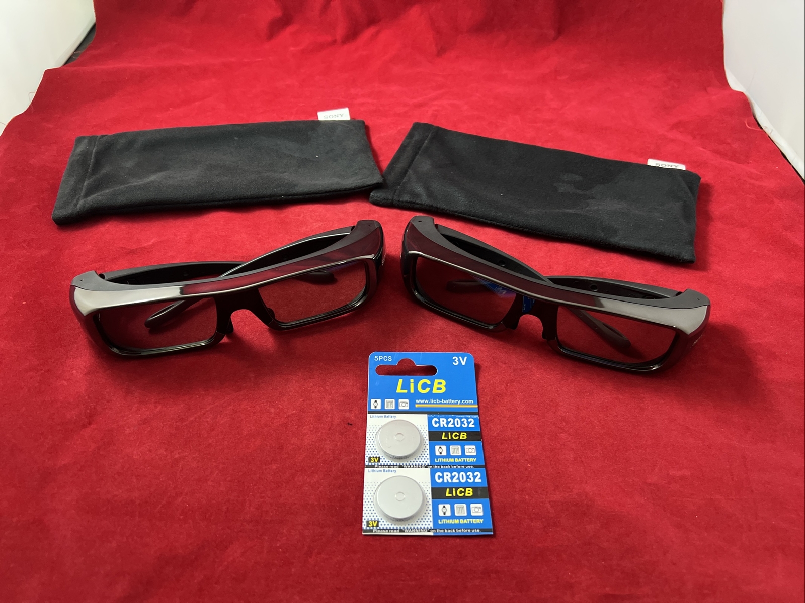 Set Of 2 Sony TDGBR100 Adult Size 3D Active Glasses for BRAVIA 3D