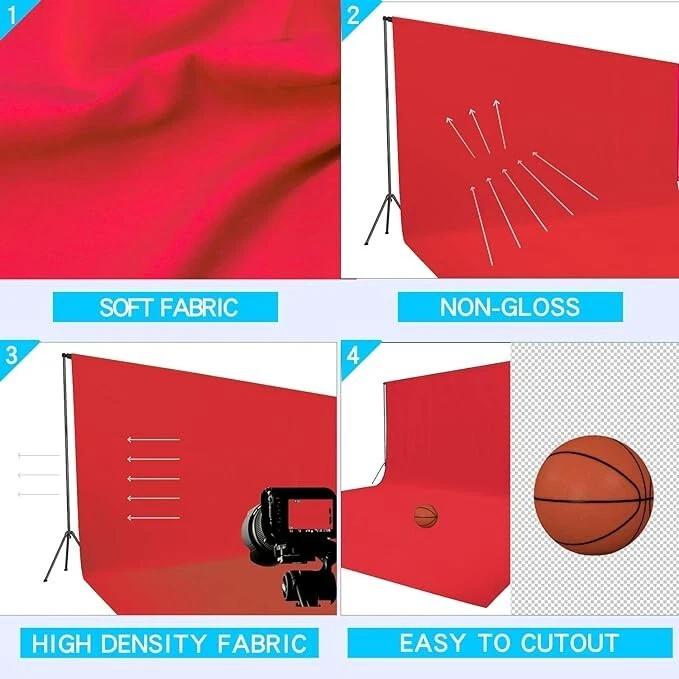 Telón de fondo de muselina de 10X24 pies, estudio fotográfico, pantalla plegable Foto 3 de 4