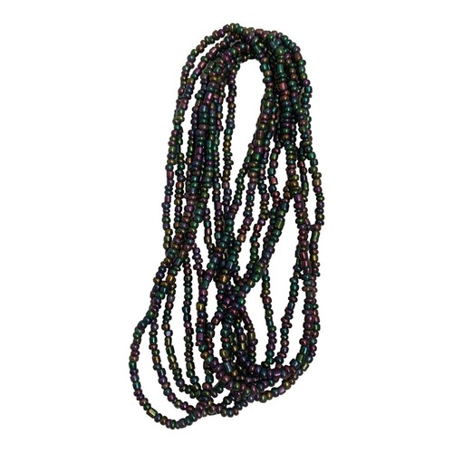 Single Strand Long Rainbow Hematite Necklace 57” Metallic Purple Green Blue - Picture 3 of 7