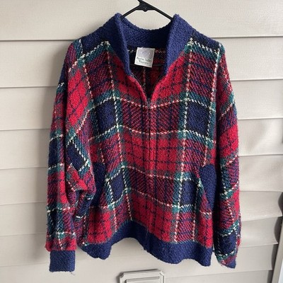 Vintage Boyne Valley Weavers Jacket Mens XL Red Blue Plaid Wool Ireland 90s
