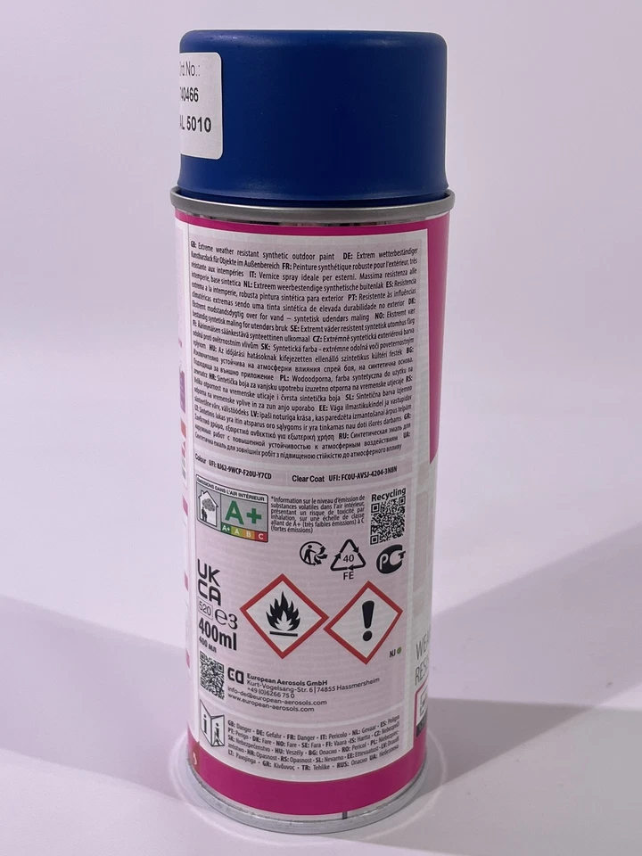 DUPLI-COLOR 740466 COLOR SPRAY RAL 5010 BLAU SEIDENMATT 400ml LACK SPRÜH FARBE - Bild 3 von 4