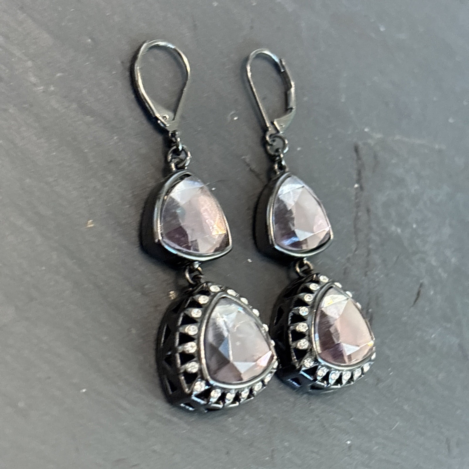 Givenchy Vintage Dangle Rhinestone Silvertone Sta… - image 6