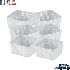 6 Pack Plastic Storage Baskets Organizer Set Home Office Kitchen Drawers New