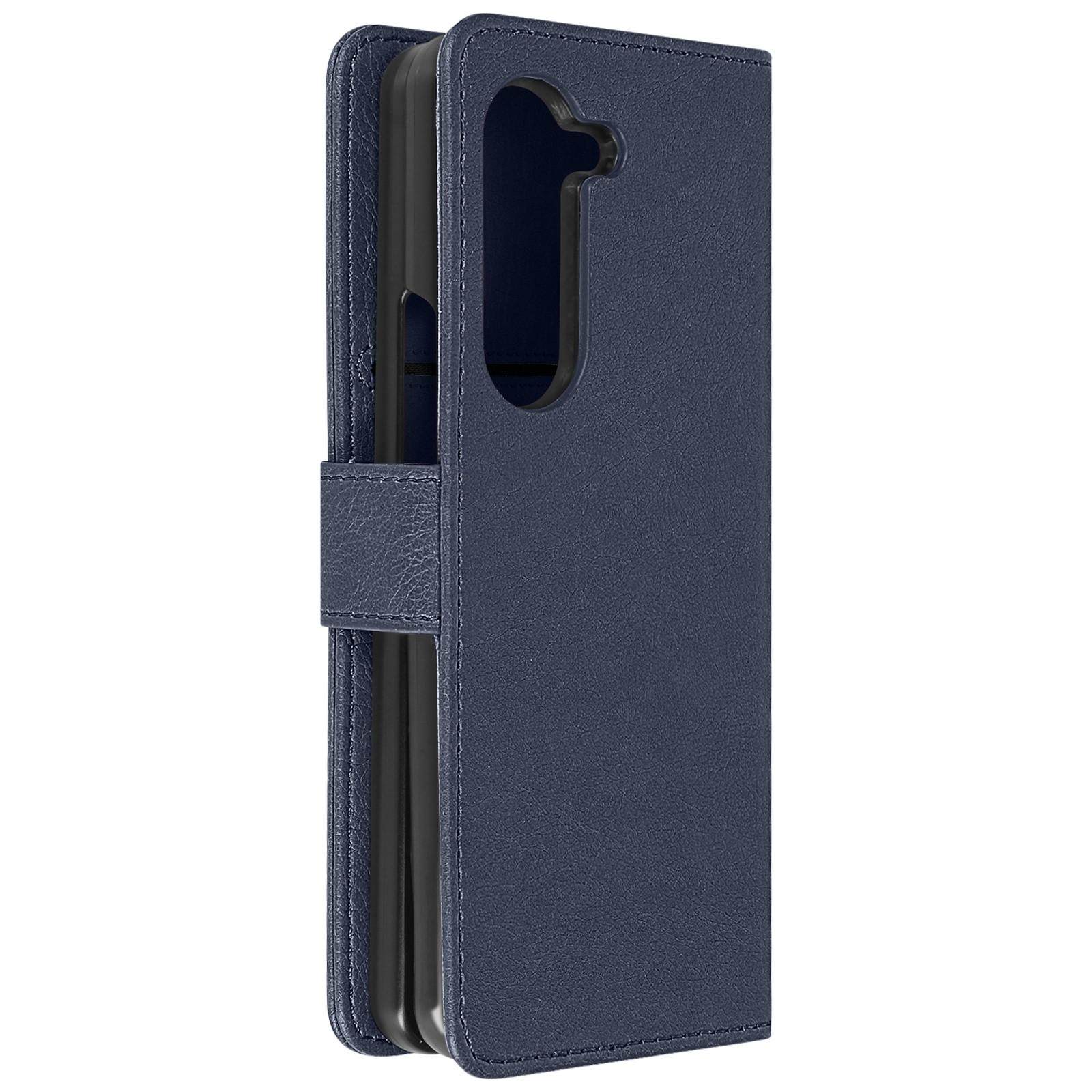 Étui en cuir grainé bleu nuit pour Galaxy Z Fold5 finition haut de gamme