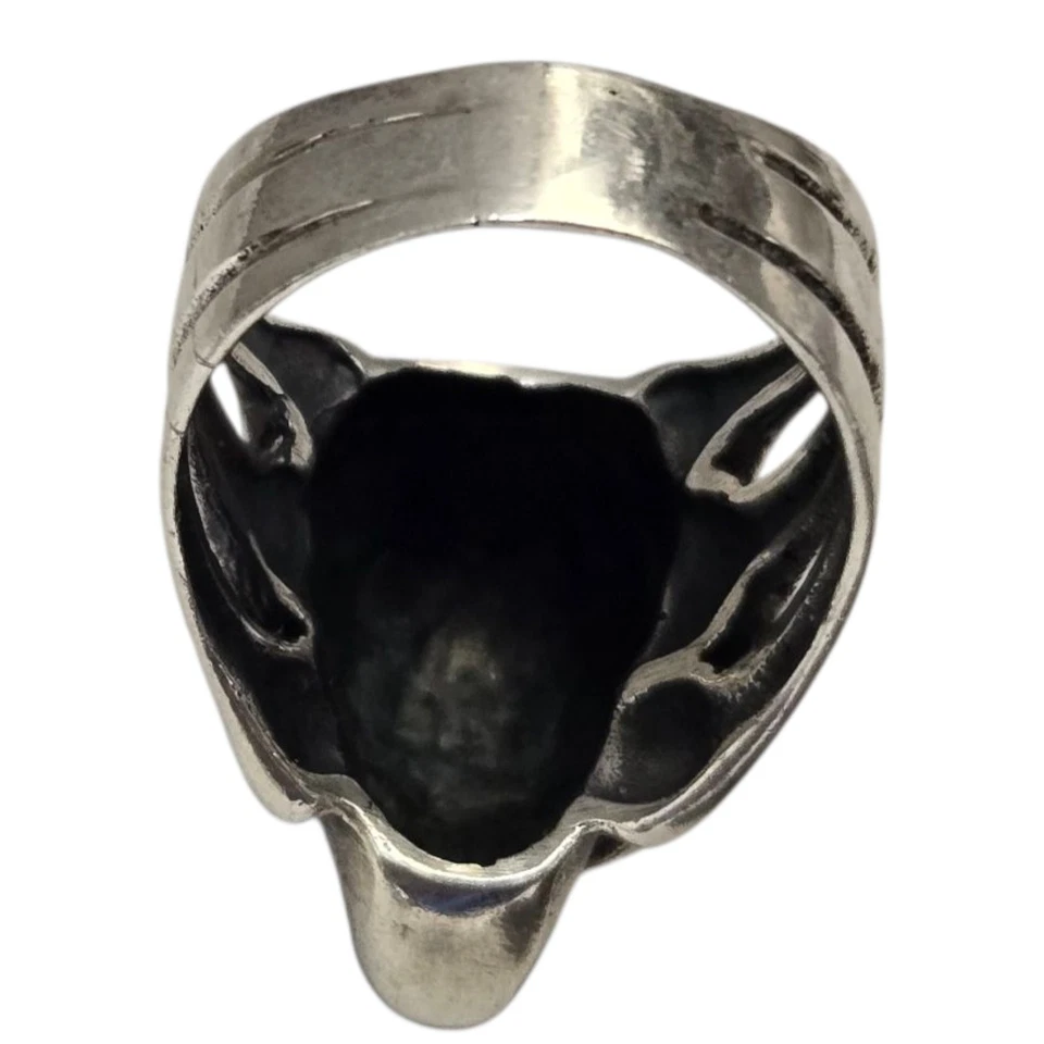 Anillos artísticos vintage de calavera y huesos de plata de ley para motociclista talla 11 Foto 4 de 4