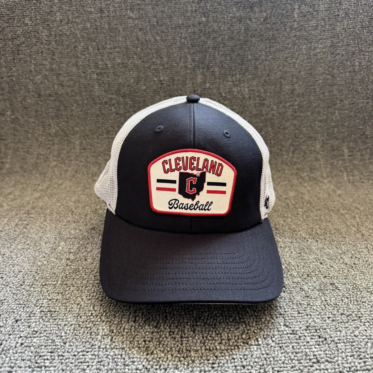 '47 Brand Cleveland Baseball Trucker Snapback Navy White Adjustable Hat