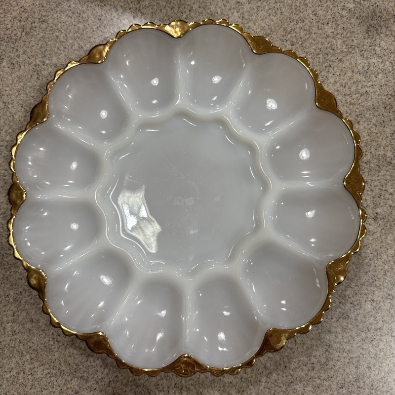 Swirl Golden Anniversary Deviled Egg Server by Anchor Hocking