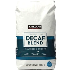 Kirkland Signature Decaf House Blend Whole Bean Coffee, Medium Roast, 2.5 lbs