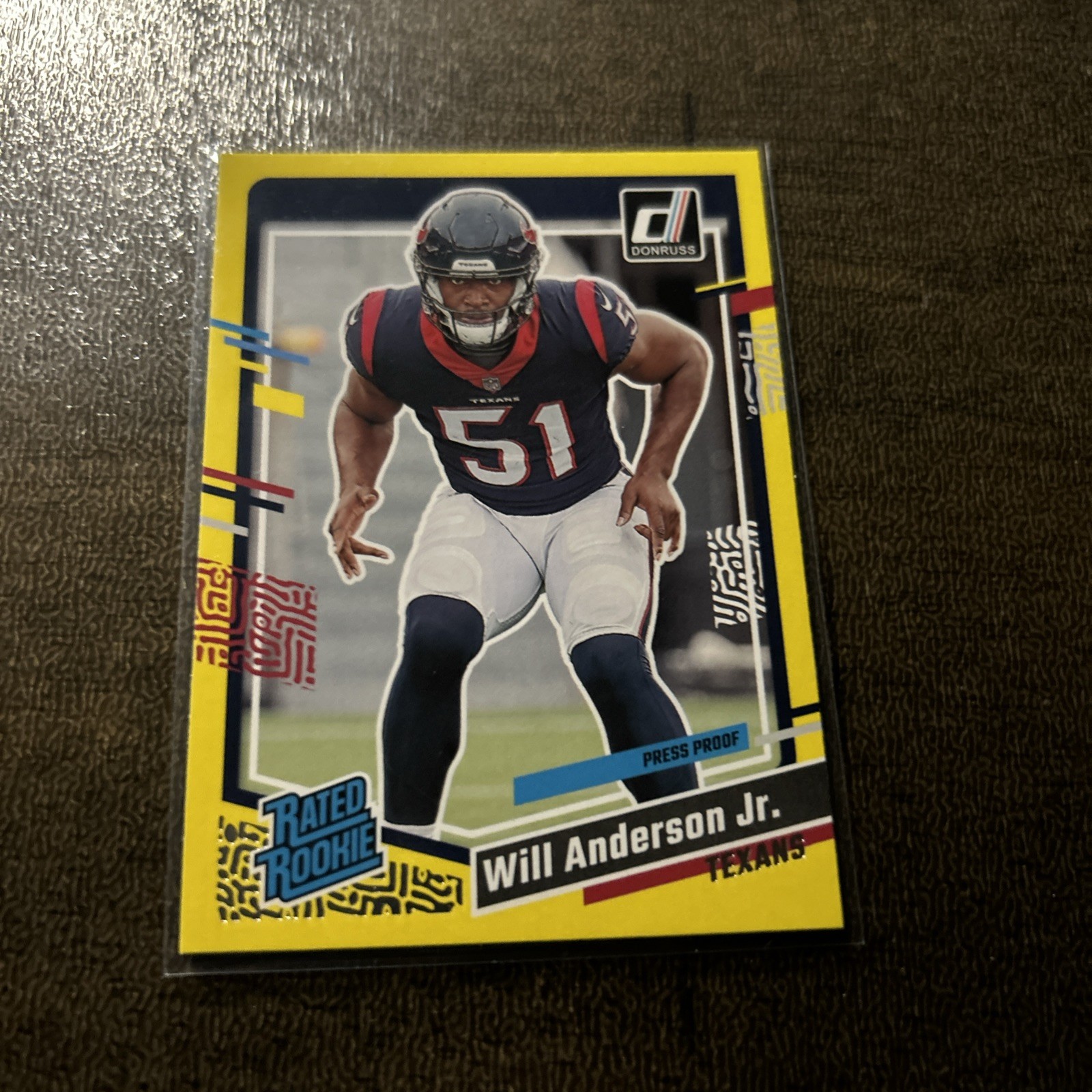 2023 Panini Donruss Rated Rookie  Press Proof Yellow  Will Anderson Jr # 342 RC
