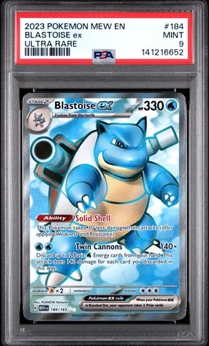 2023 POKEMON MEW EN-151 ULTRA RARE #184 BLASTOISE EX PSA 9
