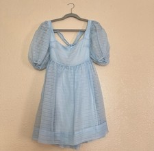 NWT BHLDN x Free People Alaine Mini Dress Fit & Flare Organza Puff Sleeves Sz 0