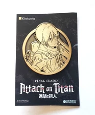 Attack On Titan Mikasa Ackerman Pin Gold Emblem Zen Monkey Rare OOP