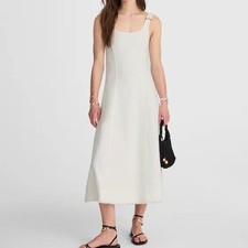 NWT Madewell  Denim Scoopneck Midi Dress Pure White Wash XXS