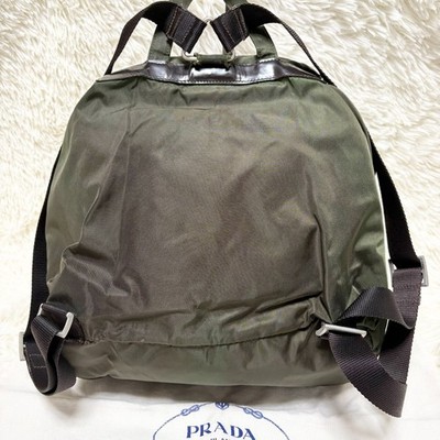 PRADA ナップサック PRADA Tessuto Nylon Backpack Khaki Triangle Logo Vintage Unisex